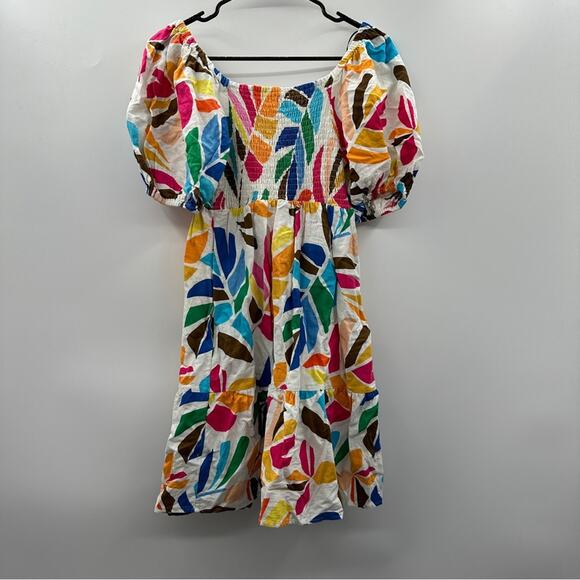 Tabitha Brown for Target Linen Blend Botanical Puff Sleeve Mini Dress Sz XS - Picture 5 of 13